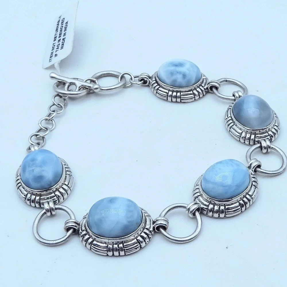 Bali Legacy Sterling Silver 925 Blue Larimar 34ctw Cabochon Toggle 7